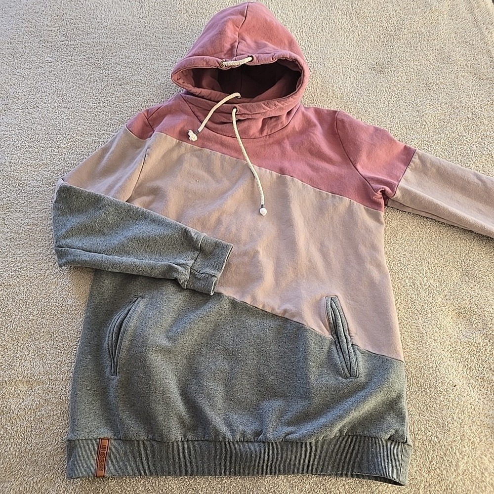 Ampersand Avenue Women's Hoodie Sweatshirt Sz XXL Pullover‎ Colorblock Pink Gray